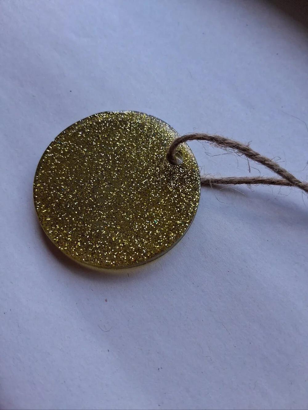 Hand Crafted Gold Glitter Round Hanging Ornament